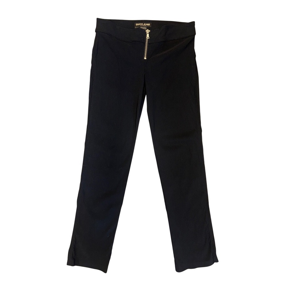 Guess Women's Black Straight-Leg Jeans Front Zip 31 Y2K Whimsigoth zipper crotch